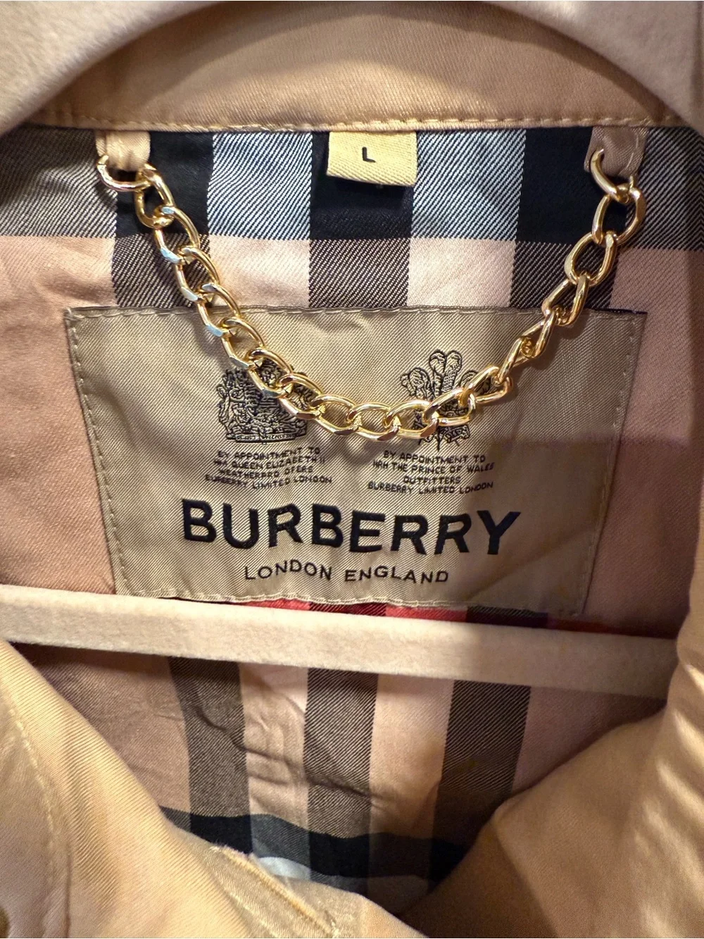 Burberry Tan Double-Breasted Trench Coat with Belt - Picture 5 of 8